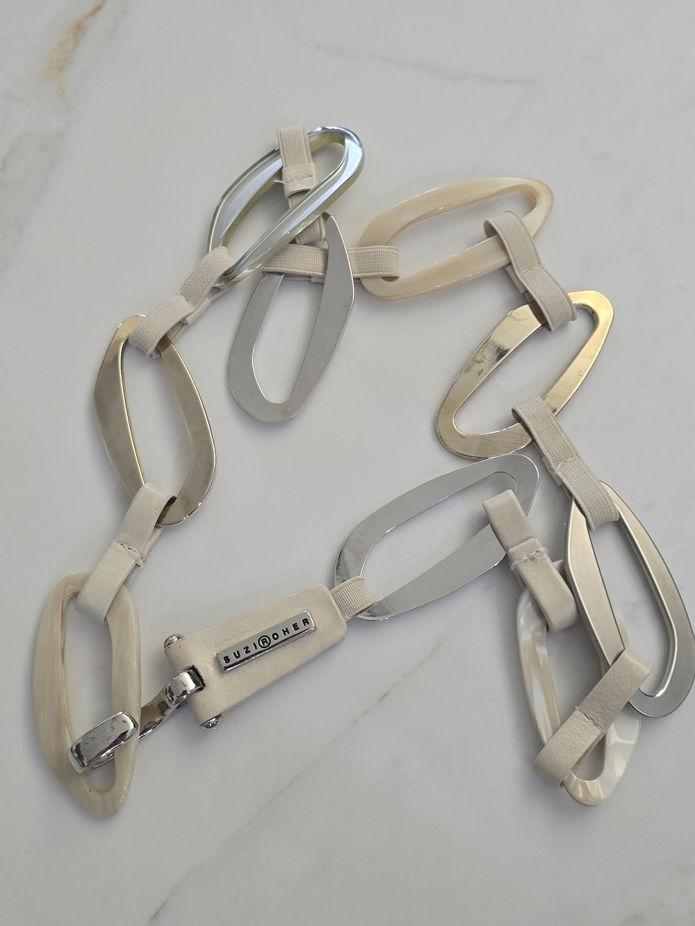Suzi Roher Mixed Metal and Cream Link Belt
